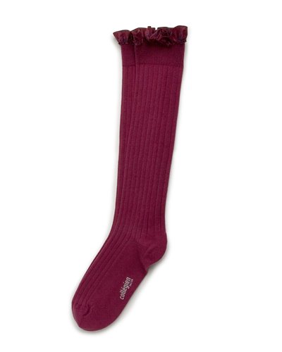Elisabeth Liberty® Ruffle Knee-High Socks 446_WINE