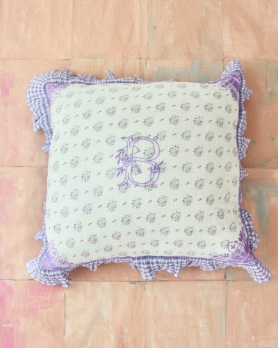Pillow case with Flounce_Small pastels flowers white_S22PCSP