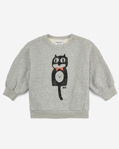 Cat Oclock grey melange sweatshirt_222AC034