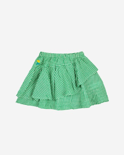 Green Vichy woven ruffle skirt_123AC113
