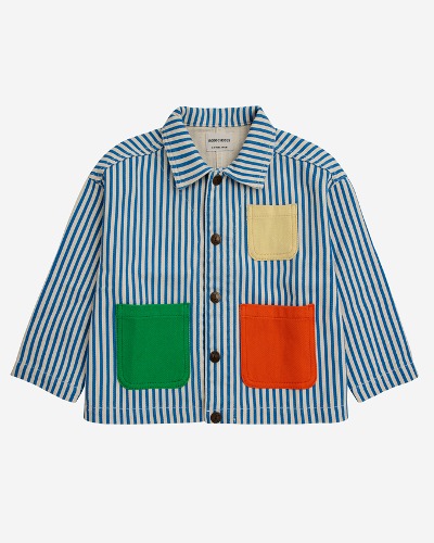 Striped Color Block denim jacket_124AC140