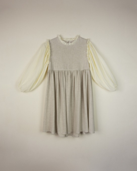 Long-sleeved dress_Mod.32_Beige Linen