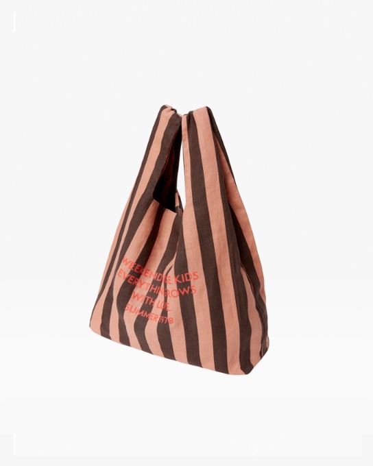 Linen stripes bag - brown and pink_WHK_22SS_448