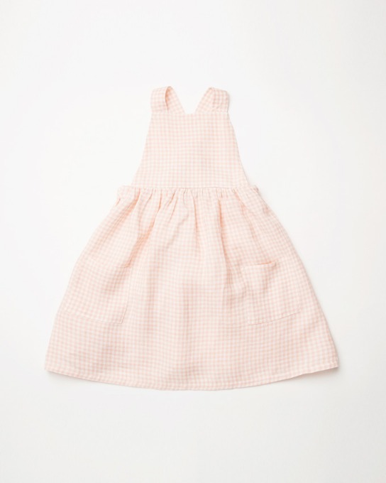 Conkers Pinafore - Powder Pink Check Linen_SS23-CP-LIN-PPC_NQ002