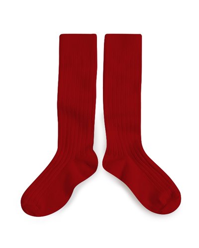 La Haute Ribbed Knee-High Socks _2950_273_RED