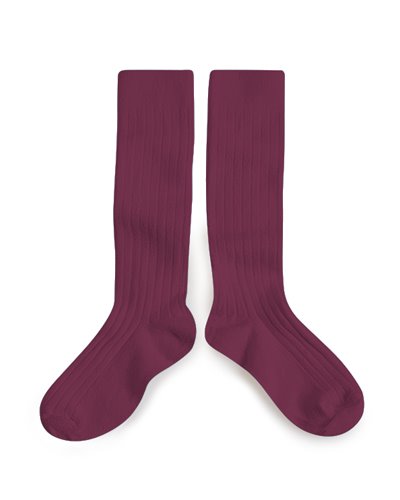 La Haute Ribbed Knee-High Socks _2950_446_WINE