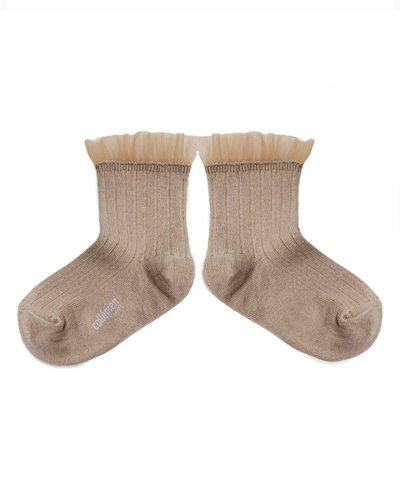 Margaux Tulle Ankle Socks 226_BEIGE