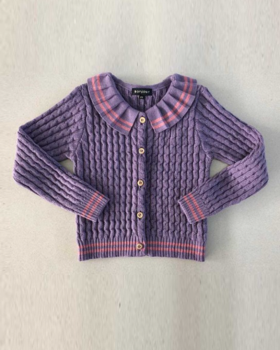 Knitted Cardigan purple flowers_W21PURCAR