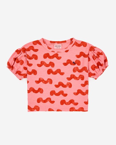 Waves all over puffed sleeve T-shirt_123AC018