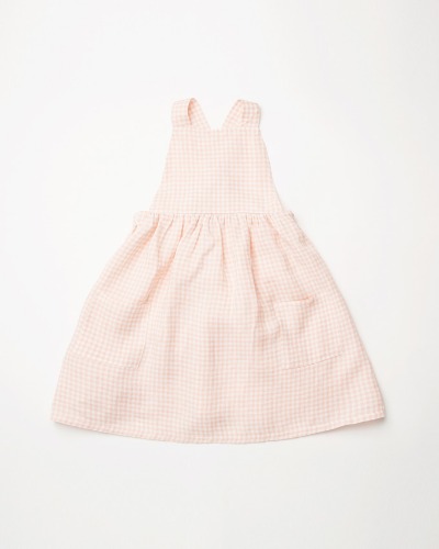 Conkers Pinafore - Powder Pink Check Linen_SS23-CP-LIN-PPC_NQ002