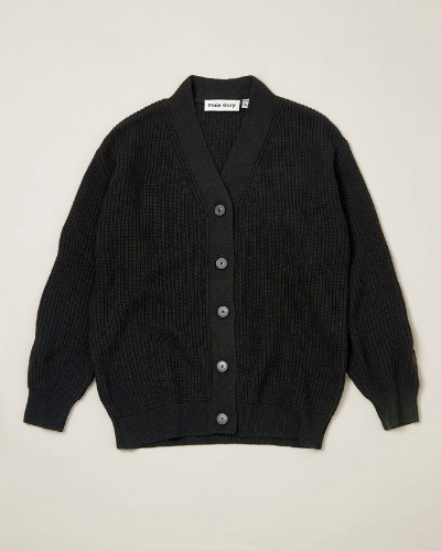 Black Knit Oversized Cardigan_AW23MS124_Black