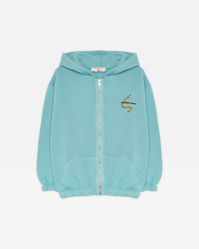 Pencil hoodie with zipper and pockets_Turquoise_WHK_23FW_852