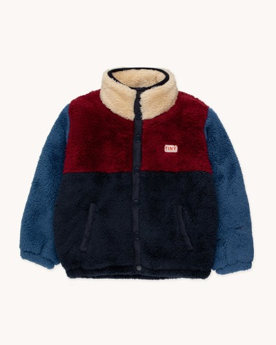 COLOR BLOCK POLAR SHERPA JACKET_navy/deep red_AW23-229-M43