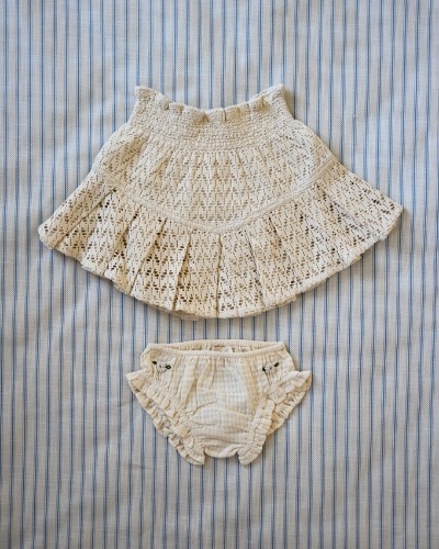 SET-PLEATED SKIRT&amp;PANTY-Natural lace fabric_N18-SS24